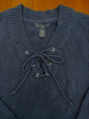 GAP Navy Blue Fisherman Sweater Cotton Navy Blue US Med (441)